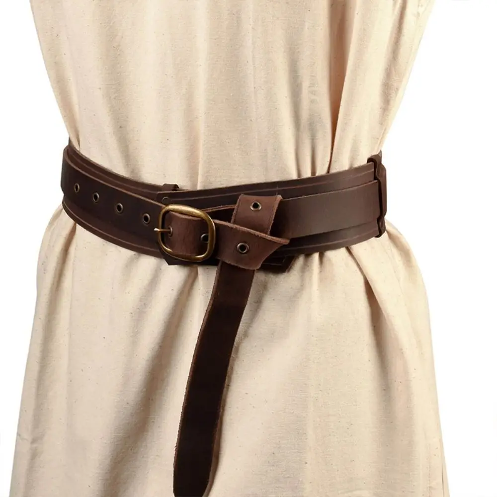 

Medieval Waist Belt Buckle Belt PU Leather Costume Accessories Vintage Waist Wide Stretch Viking Knight Waistband Cosplay