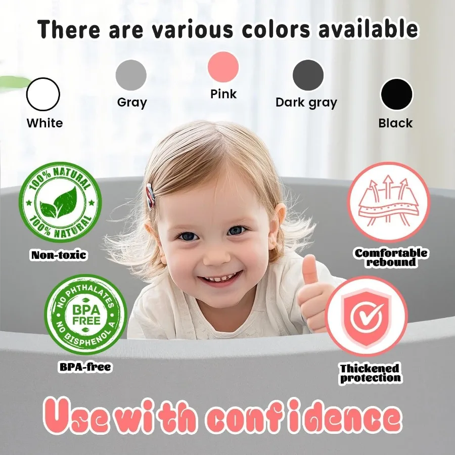 幼児用フォームボールピット ソフトボールプール キッズプール用の理想的なギフトプレイおもちゃ ダークグレー