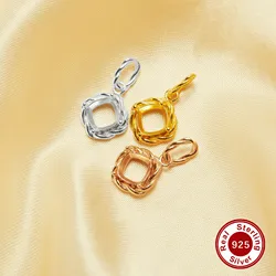 6MM Cushion Square Prong Pendant Settings,Solid 925 Sterling Silver Rose Gold Plated Pendant Charm,Art Deco Pendant 1431361