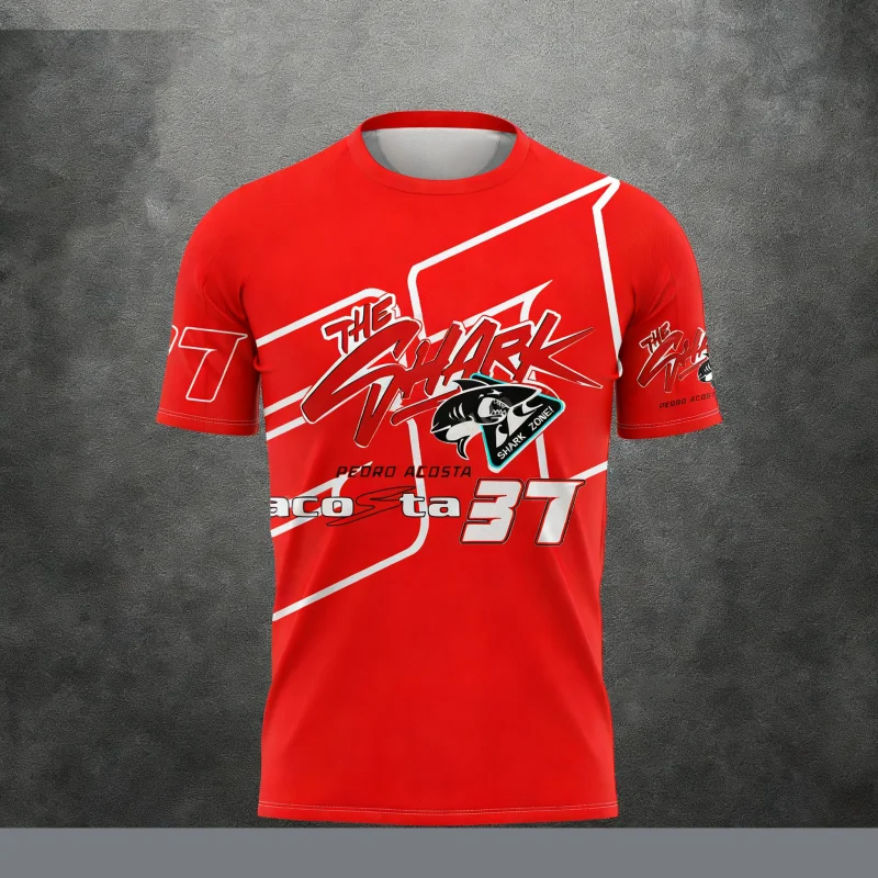 Camiseta con Estampado del Piloto Pedro Acosta Número 37 de Carreras 2026, Diseño de Tiburón para Hombre y Mujer, Ropa de Playa