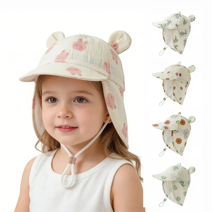 

High-Quality Foreign-Made Children's Dinosaur, Bear, Rabbit, Lion Cute Sun-Protective Sunshade Cap for Infants and Toddlers, Fis