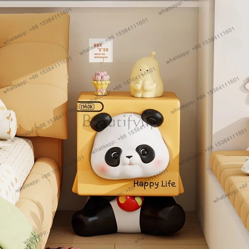 Cute Panda Nightstand Home Children's Room Furniture Bedside Table Nordic Modern Home Decor Creative Animal Statue Small Table