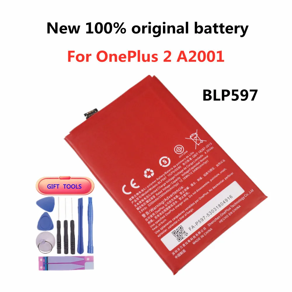 

Original High Quality 1 + BLP597 3300mAh Battery For Oneplus 2 One Plus 2 A2001 Mobile Smart Phone Replacement Batteries Bateria