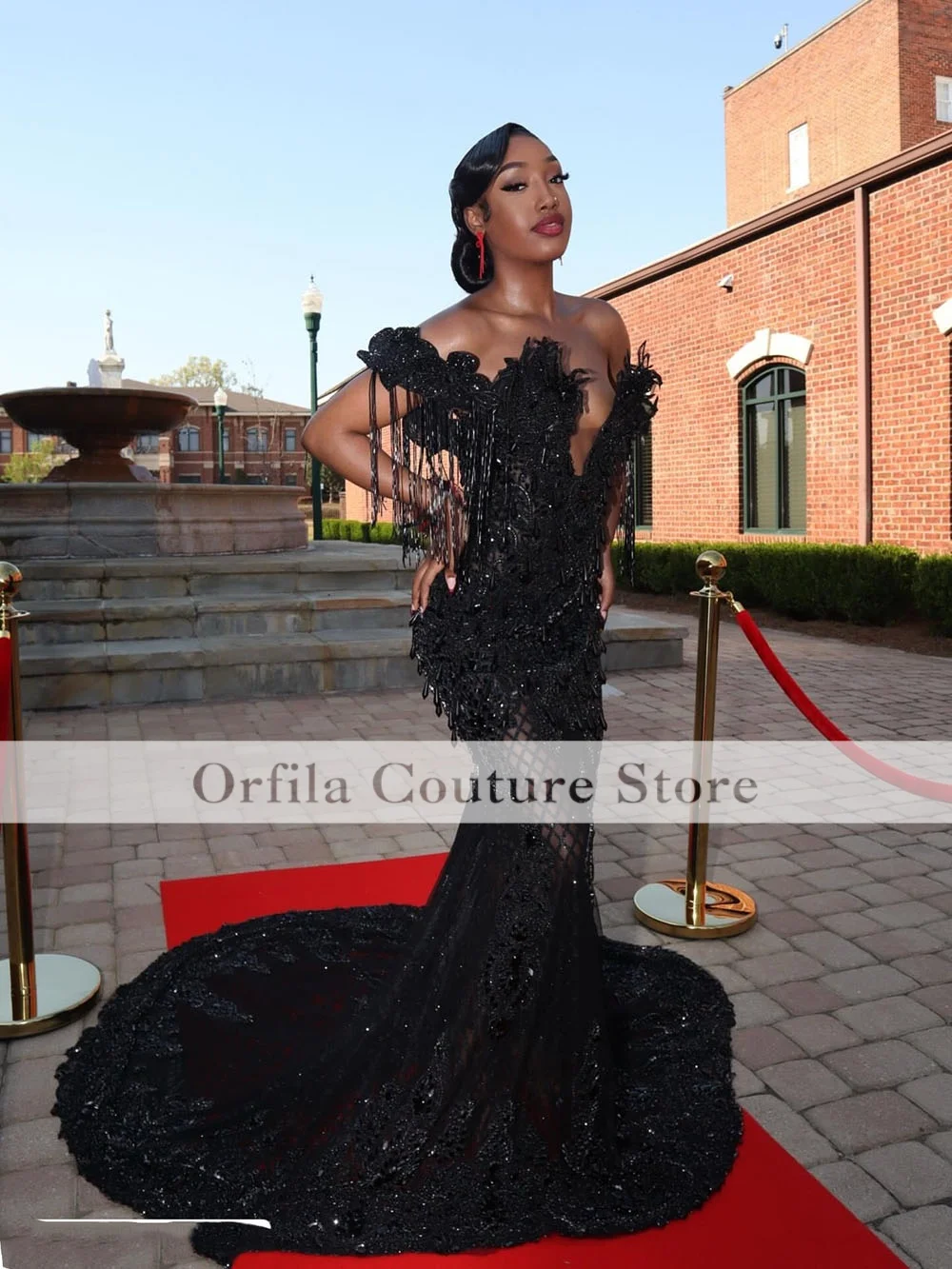 

Black Charming Prom Dress With Sparkle Beaded Sequins Long Mermaid Formal Occasion Evening Party Dresses Dinner Gowns Customized