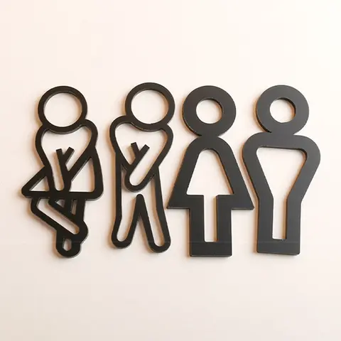 Roliga badrumsskyltar för män kvinnor kreativ 2D platt toalettdörrdekor restaurang hotell café toalettskylt väggdekor dekor 8 best sales toalett - №6