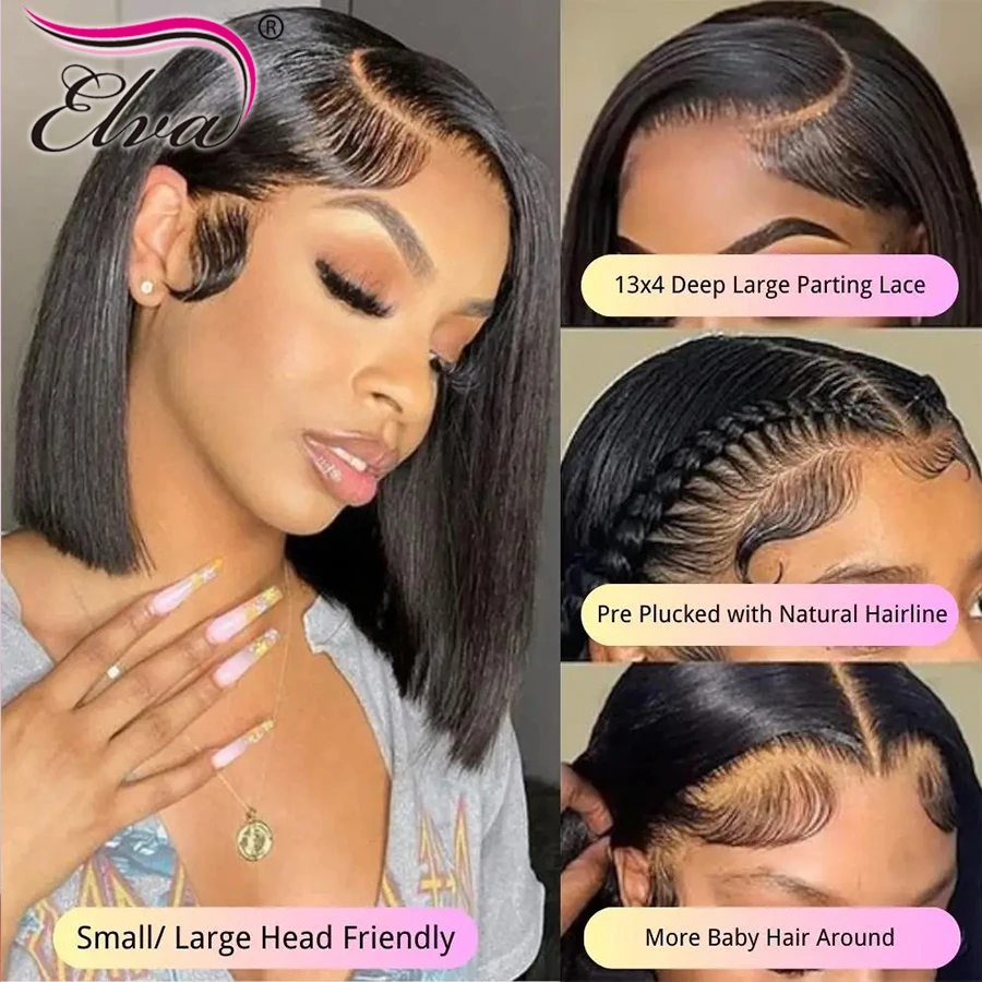 Straight Bob Wig HD Lace Front Human Hair Wig Brazilian 13x6 Hd Lace Frontal Wig Pre Plucked Remy Short Bob 5x5 Lace Closure Wig