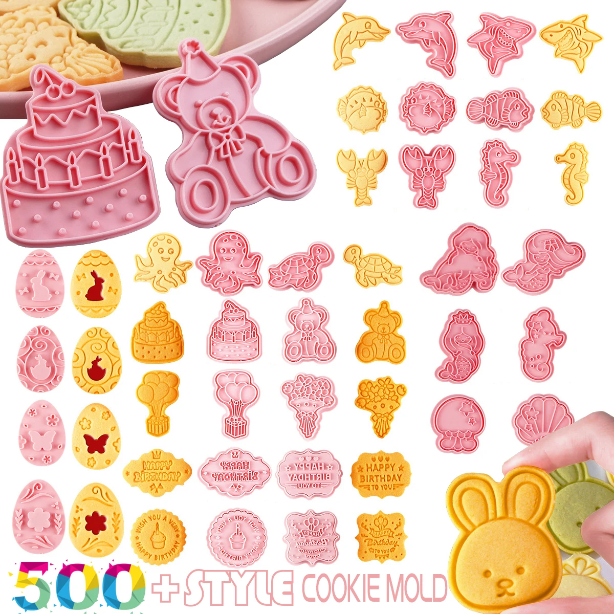 

9PCS/SET Festival Series Animal Lesser Bairam Easter Mould Cookie Cutter Biscuits Christmas Mold Plastic Baking Decorating Tools