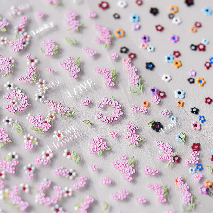 Mini White Red Flower Rhinestone Pearl Gold Bead Daisy Rose Camellia Jasmine Lily Peony Spring Nail Art Stickers Manicure Decals