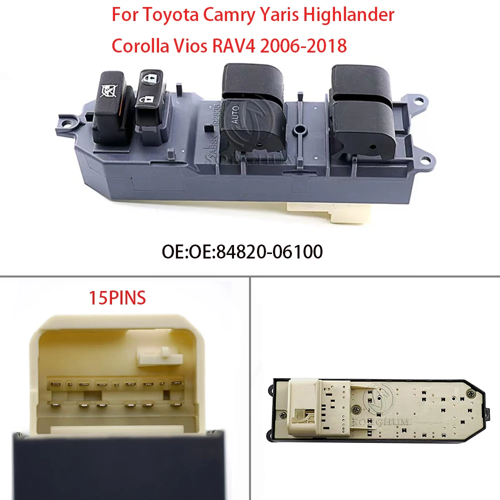 

OE:84820-06100 Car Power Window Control Switch Regulator Button For Toyota Camry Yaris Highlander Corolla Vios RAV4 2006-2018