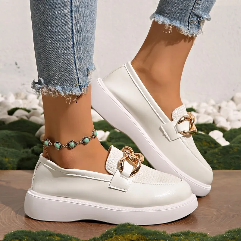 

2025 New Ladies Shoes Slip-on Women's High Heels Fashion Metal Decoration Casual Hot Sale Plus Size Best Seller Shoes for Women