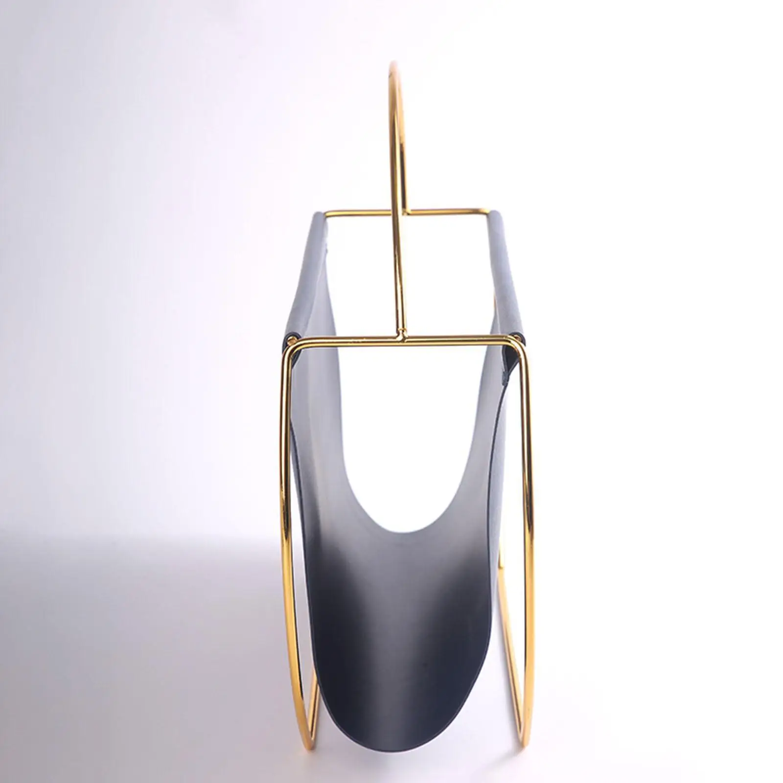 Magazine Rack PU Leather Metal Iron Desktop Organizer Elegant Document Shelf Storage for Home Office Table