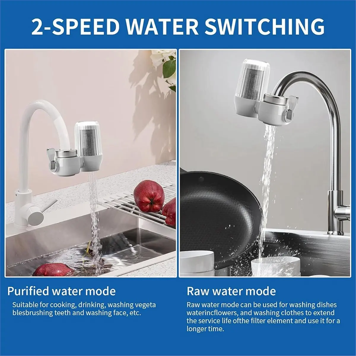 【STABLE QUALITY】Advanced Faucet Water Filter with Dual-Mode Purification Reduces Chlorine, Lead, Sediment & Odors - High