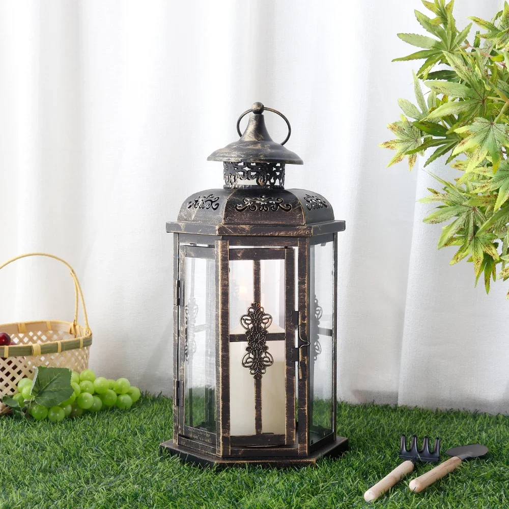 

Vintage Nordic Candle Holder Lanterns Metal Hanging Lantern Iron Lantern Decorative Lanterns Home Decor Wedding Room Decoration