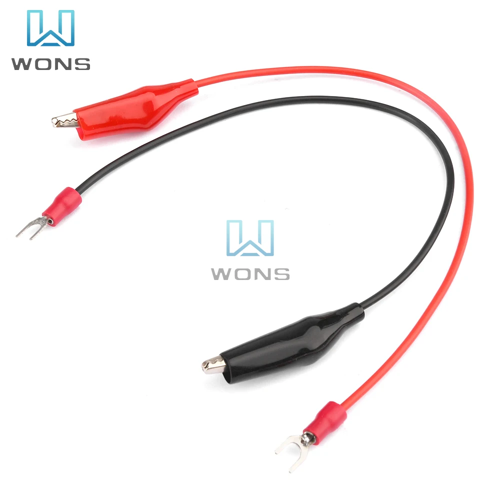 1 Set of [2 Pieces] U-Shaped Y-Shaped Terminal to Red Black Positive and Negative Crocodile Clamp Test Wire 20cm