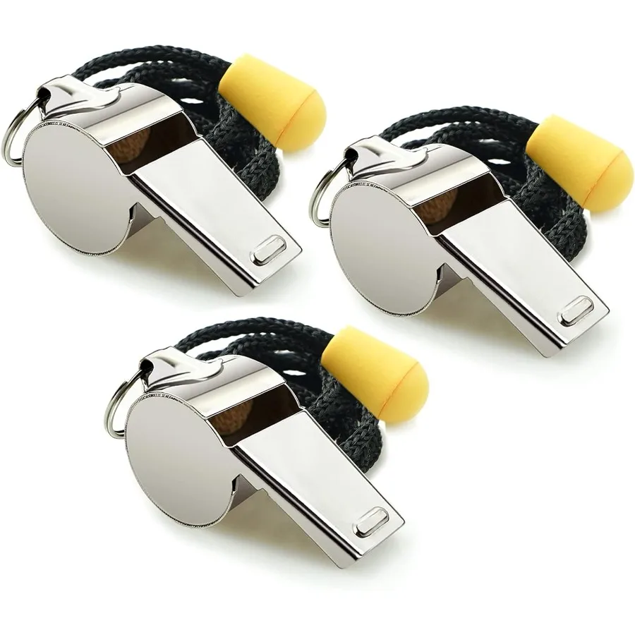 

Whistle 3 Pack Sports Whistles with Lanyard Loud Crisp Sound Whistles Great for Coaches Referees and Officials