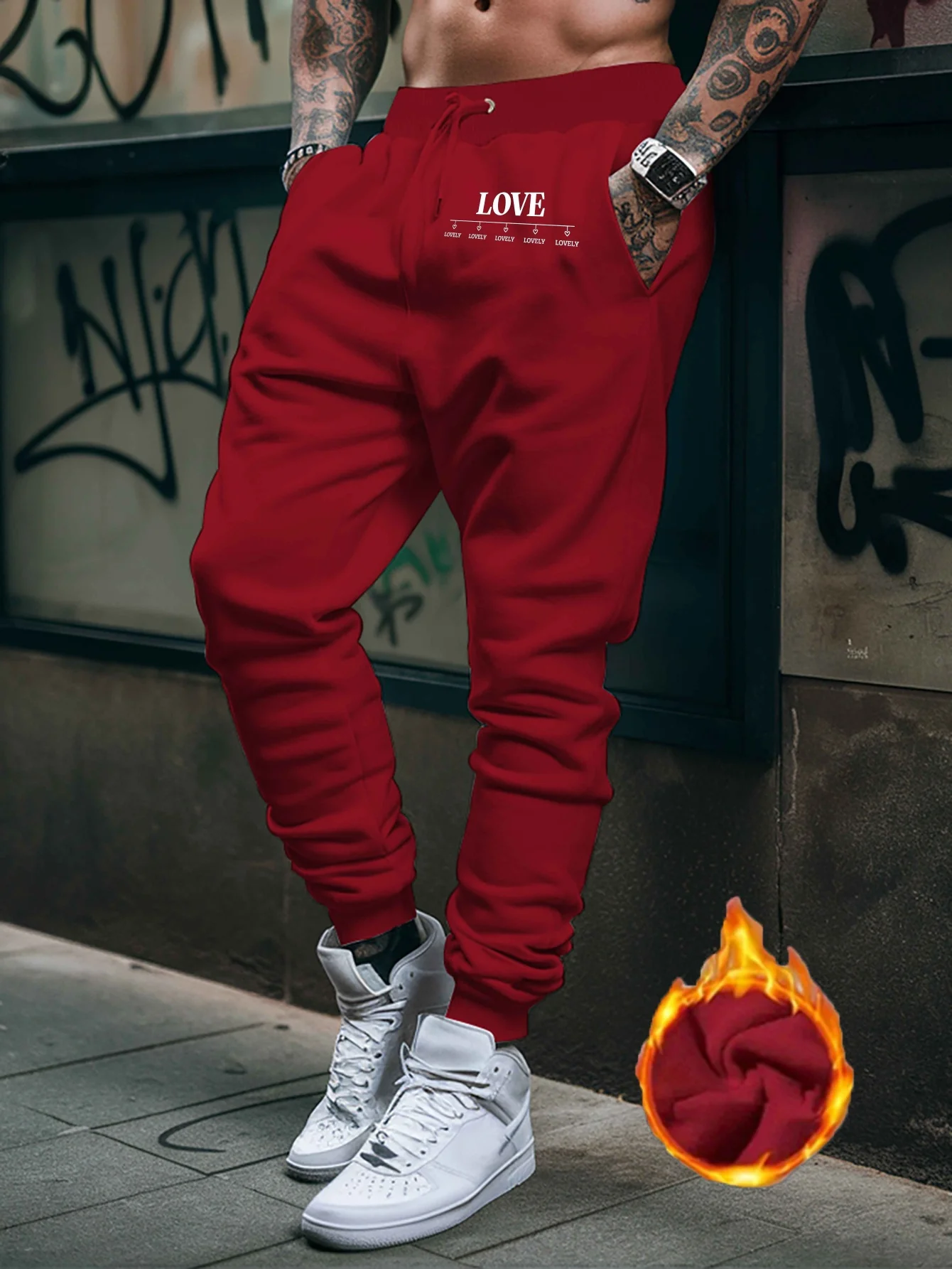 Affection‑trendy LOVE Multi‑word Decorative Letter Print Stylish Tapered Sweatpants Men Hip Hop Sports Jogger Trousers
