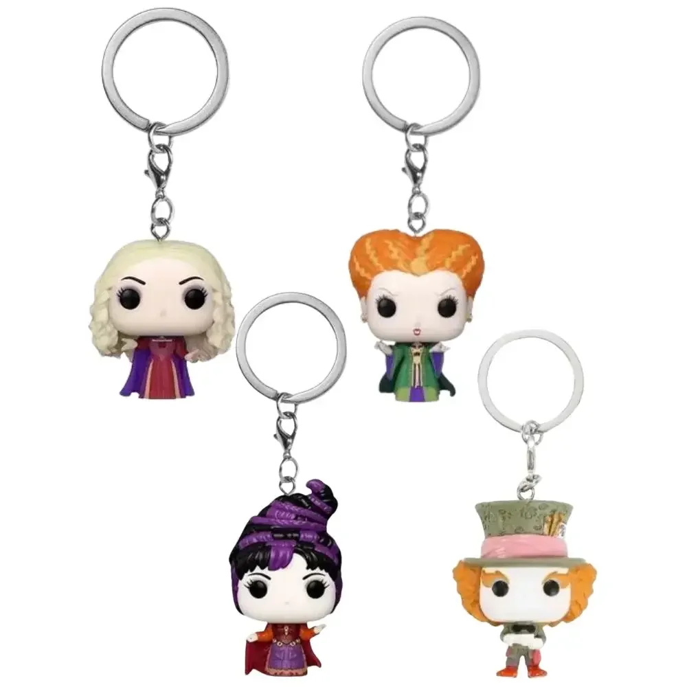 Pocket  Keychain Hocus Pocus Mary Winifred Sarah Sanderson Mad Hatter Model Toys for Children Christmas Gift