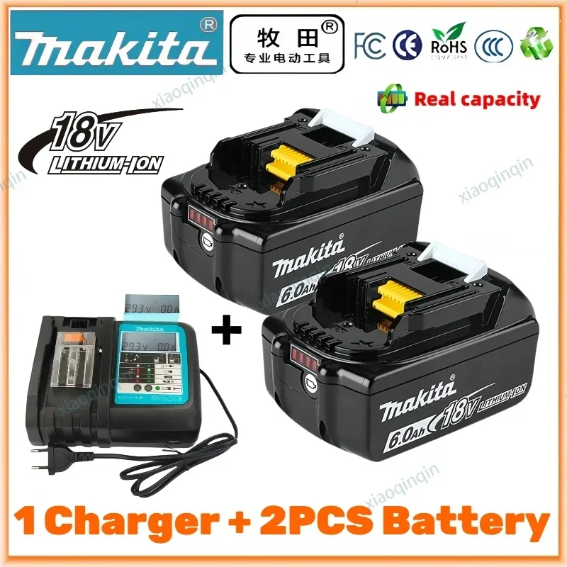 Makita-Batterie lithium-ion de rechange, BL1860B, compatible avec les outils électriques Makita 18V, DDF487, DTW190, DTDACHDHP485, 100%