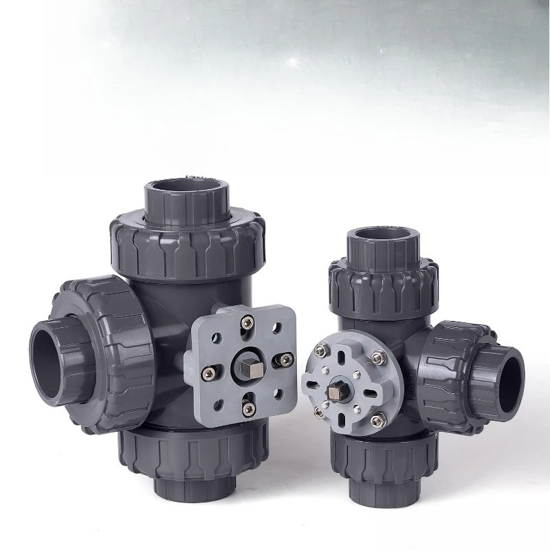 High platform three-way ball valve T-type L-type plastic valve switch PVC chemical water pipe pipeline multi-way valve