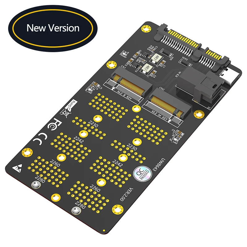 

SSD Adapter M.2 NVME M Key to SFF-8643 with Type C Power Supply + M.2 SATA B Key to SATA3.0 Riser for 2230 2242 2260 2280 M2 SSD