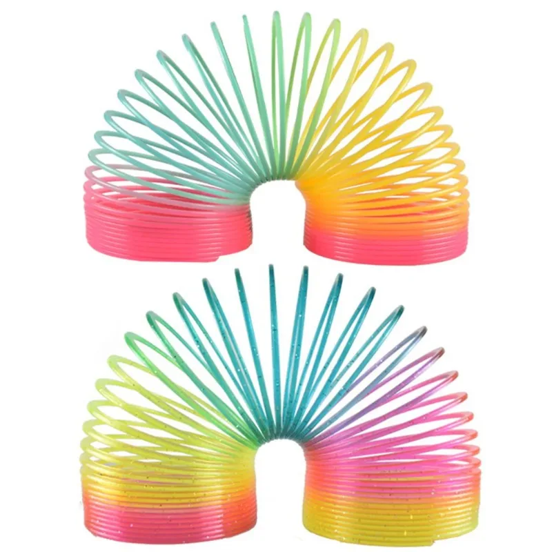 Rainbow Magic Slinky Spring Toy Colorful Plastic Coil Fidget Hula Loop Classic Kids Outdoor Game Flexible Bounce Prop Portable