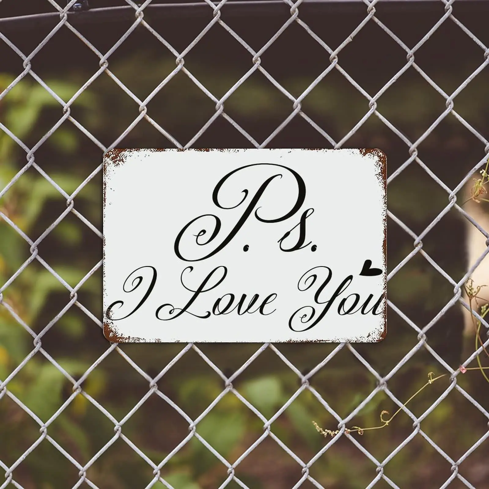 Inspirational Motto Decor Metal Sign Ps I Love You Tin Signs Minimalist Unique Drinking Sign Bathroom Wall Plaque with Pre Drill