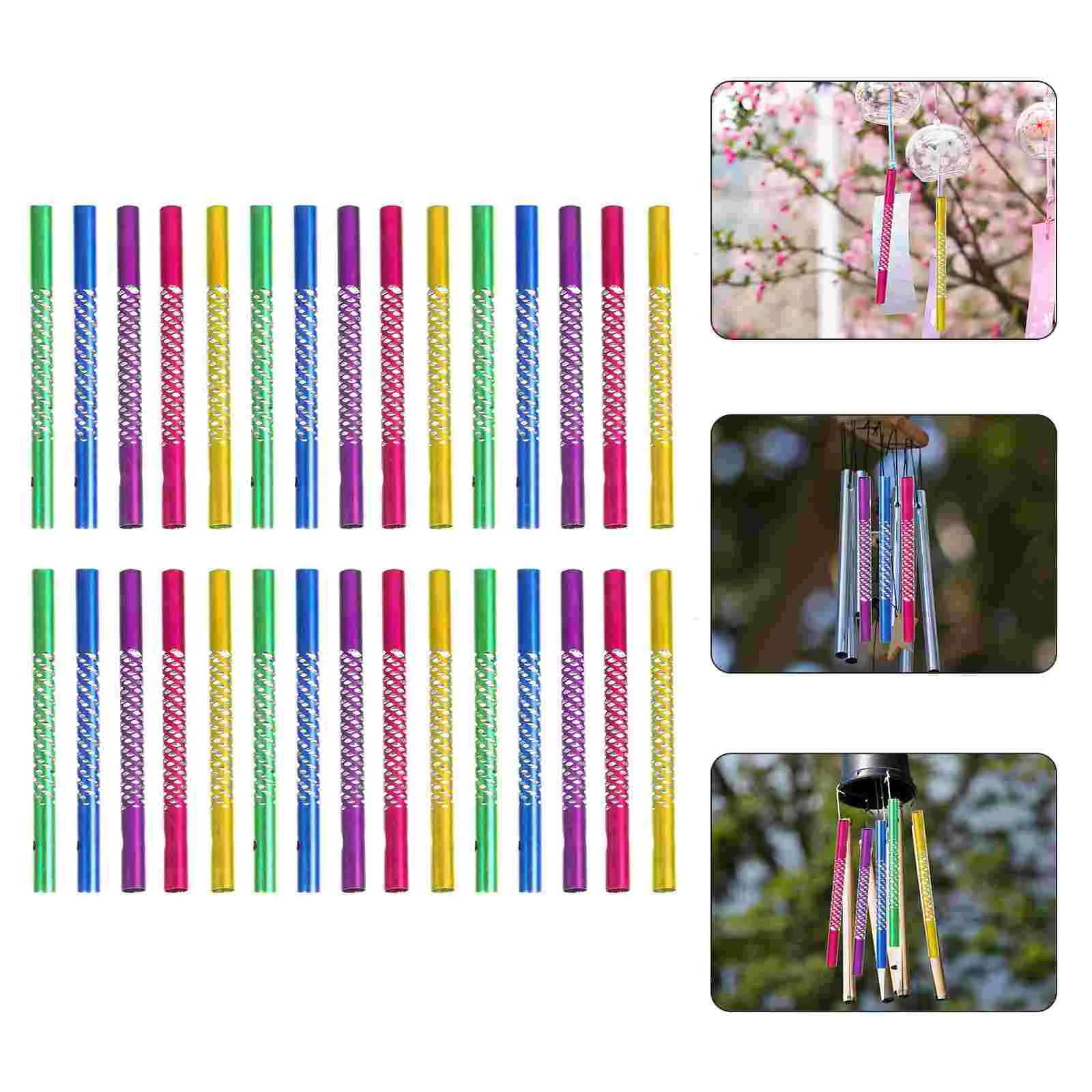 50 Pcs Wind Chimes Garden Tube Crafting Tubes Kids Playset Tools DIY Metal Pipe Bell Accessories Plaything Self Made