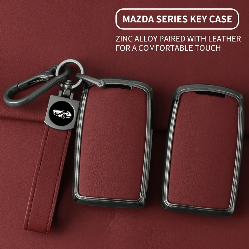 Zinc alloy Leather Car Key Case For Mazda 3 Alexa CX30 CX-30 CX3 CX-3 CX5 CX-5 CX8 CX-8 CX9 CX-9 Key Chain Accessories