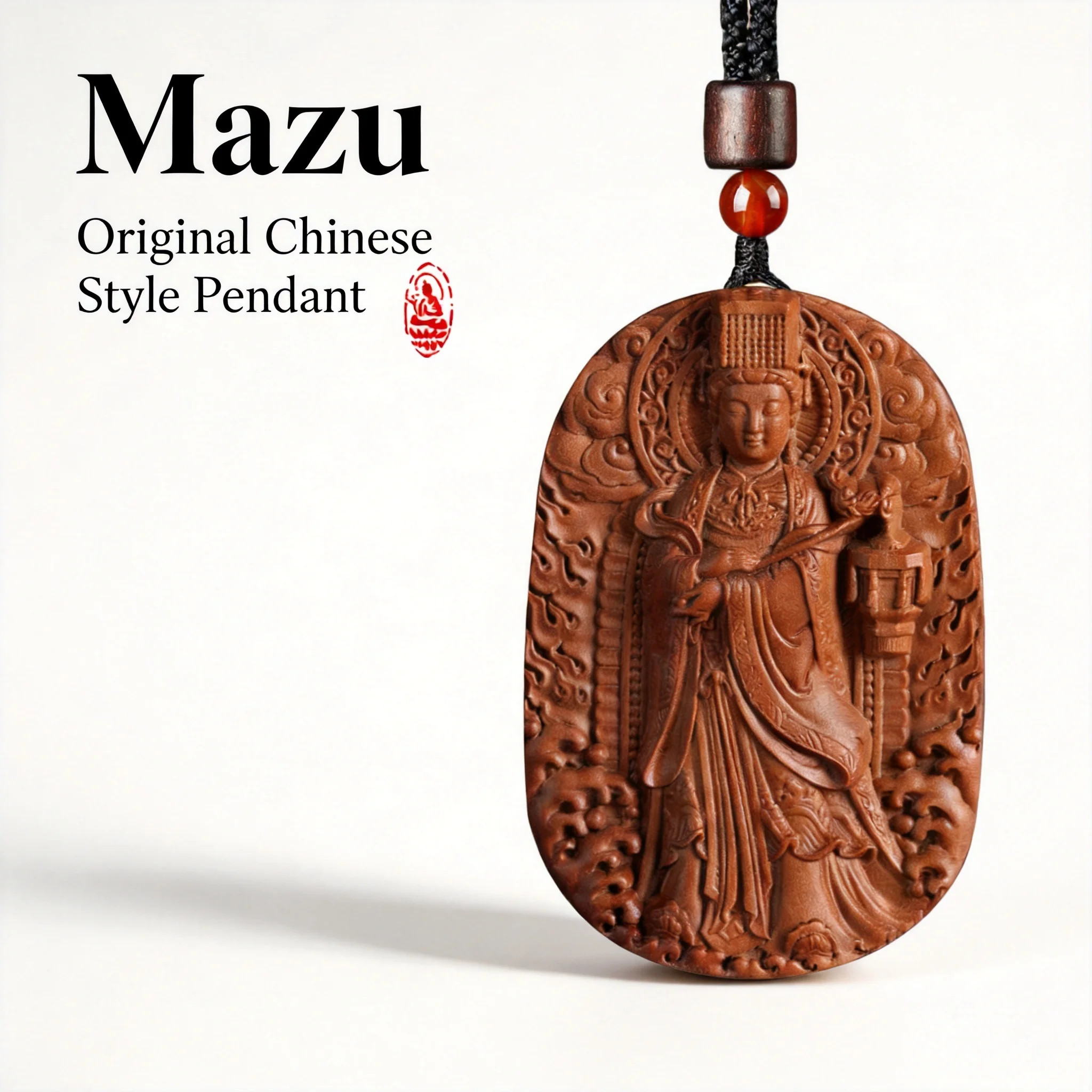chinese-style-auspicious-sandalwood-mazu-pendant-necklace-double-sided-carved-blessing-good-luck-fortune-spiritual-jewelry-gift
