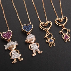 Mhs. Sun Nieuwe Mode Cartoon Kinderen Hanger Ketting Kleurrijke Zirkoon Jongen En Meisje Kettingen 3 Lagen Plating Charmante Sieraden