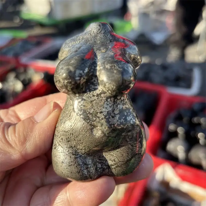 Natural Pyrite Lady Body Carving Crystal Love Healing Fengshui Gemstones HomeDecoration Holiday Gift 1PCS