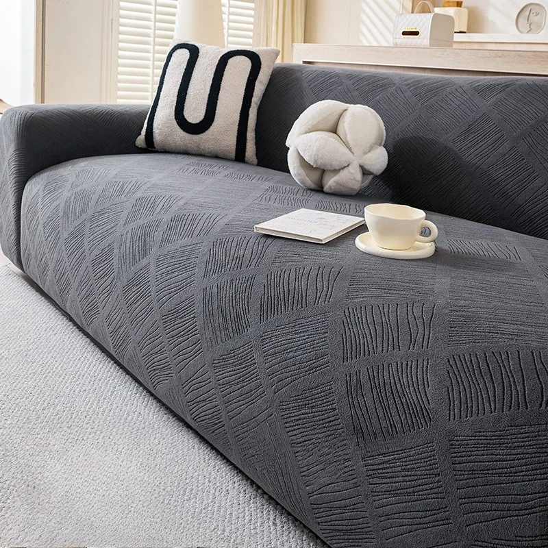 Jacquard Adjustable Elastic Sofa Cover Armchair Protector Corner L Shape Stretch Thick Slipcovers Couch Covers 1/2/3/4/5 Seater