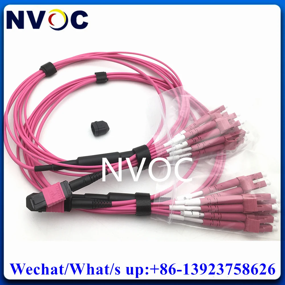 5 Stück om4 40g mpo-senko Buchse zu 8xlc Zweig Multi mode Patchkabel Stecker 1m 3,0mm lszh lila MPO-LC Glasfaser kabel