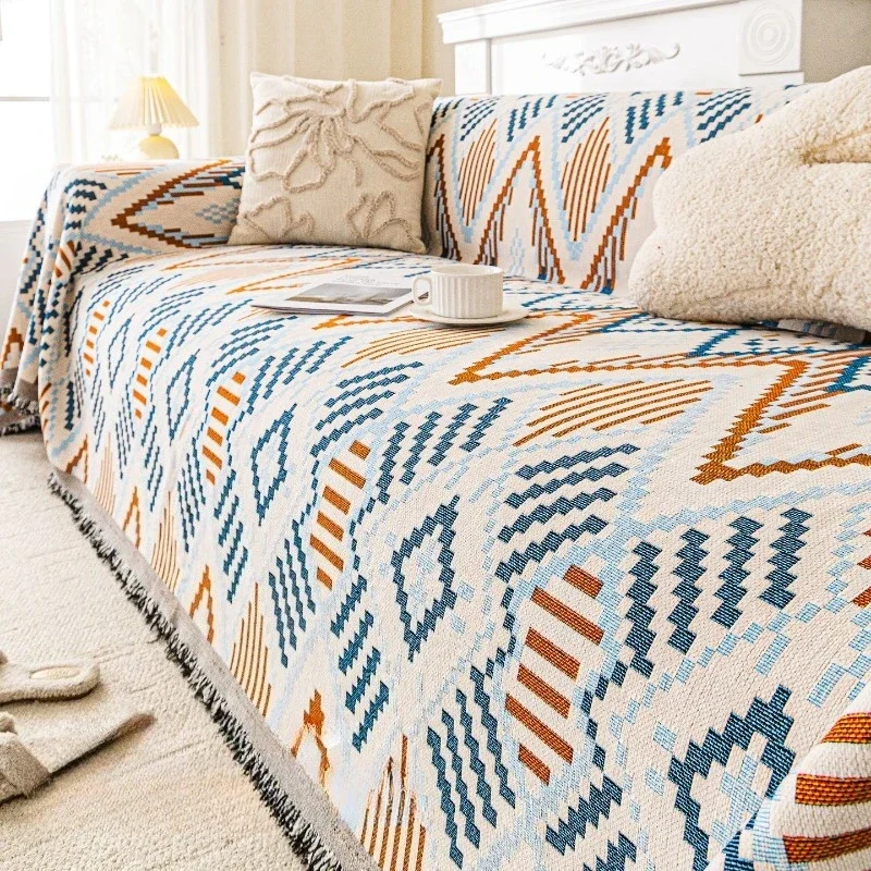 Bohemian Sofa Towel Thickened Breathable Sofa Blanket One Piece Style Easy To Lay Dust Sofa Cover Living Room Decor Couch Mat