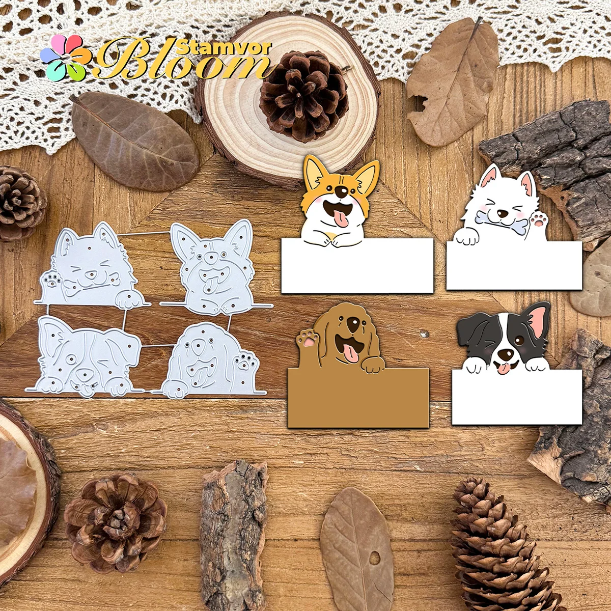Original schöne Welpen Hunde halbgeschnittene Metall-Stanzformen Scrapbooking dekorative Prägung