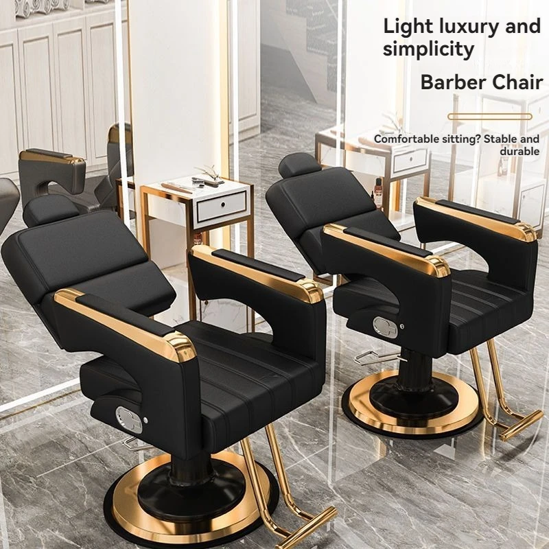 professional barber chair reclineing hairdressing equipment hair chair gold chaise de coiffure commercial beauty salon furniture