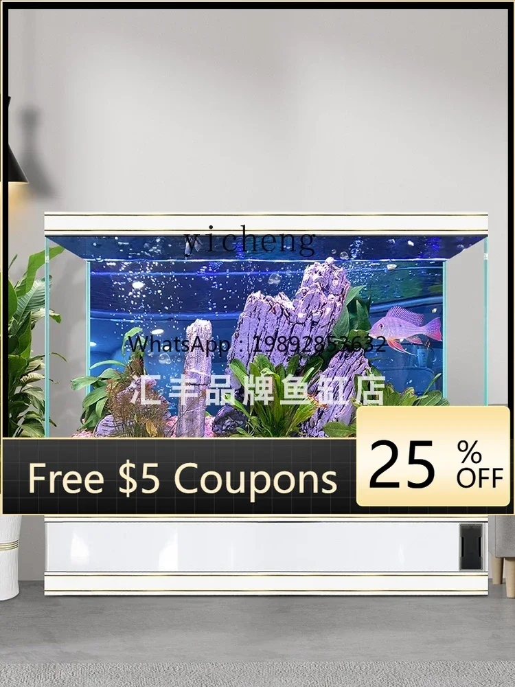 

A1 water-free fish tank living room home office ultra-white glass vertical back filter goldfish tank