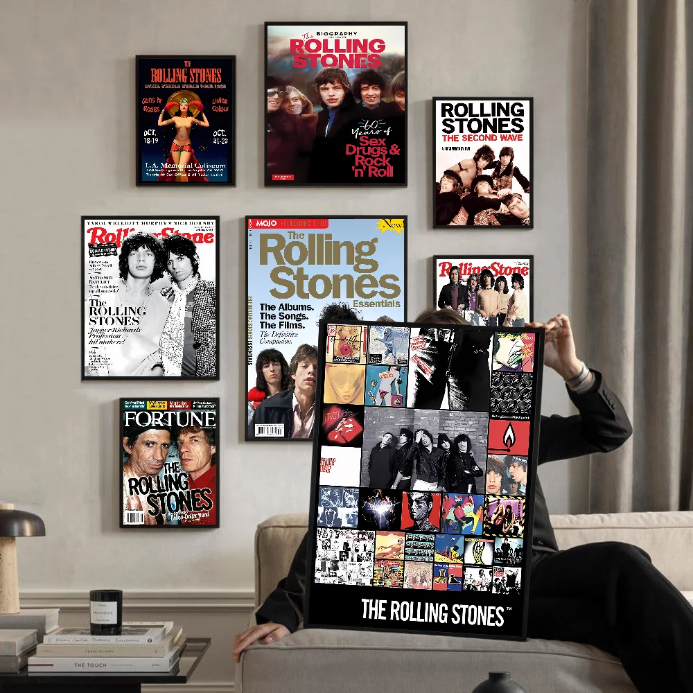 

T-The R-Rolling S-Stones Rock Band DIY Sticky Poster Fancy Wall Sticker For Living Room Bar Decoration Wall Decor