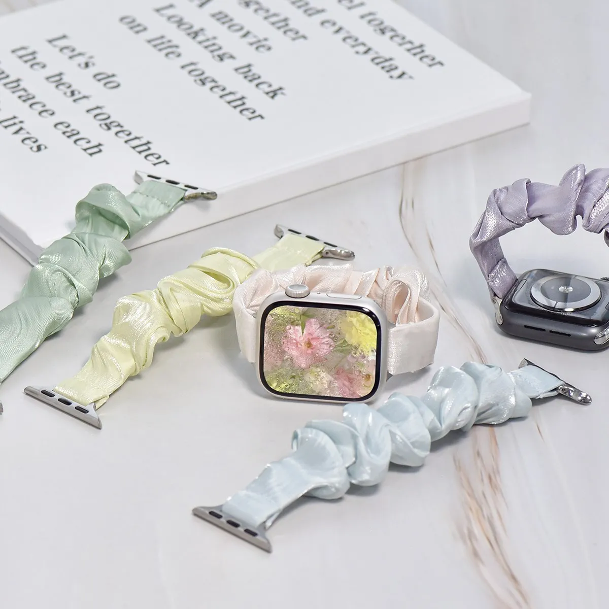 Slim Elastic Scrunchie Loop For Apple Watch Band S10 42mm 46mm 6 5 4 Girl Strap Bracelet For iWatch 7 8 9 45mm 41mm SE 40/44 38