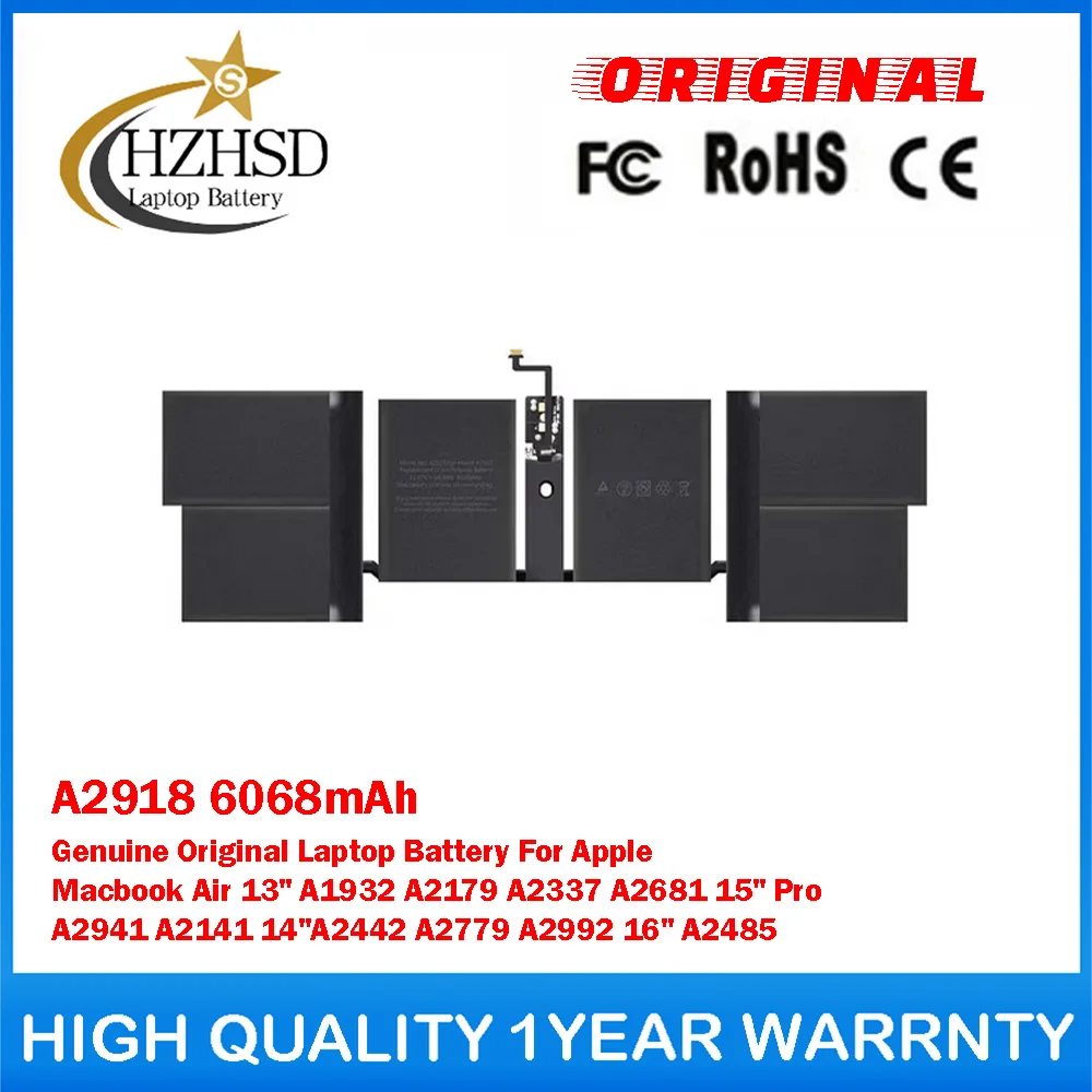 

A2918 6068mAh Genuine Original Laptop Battery For Apple Macbook Air 13'' A1932 A2179 A2337 A2681 15'' Pro A2941 A2141 14'' A2442