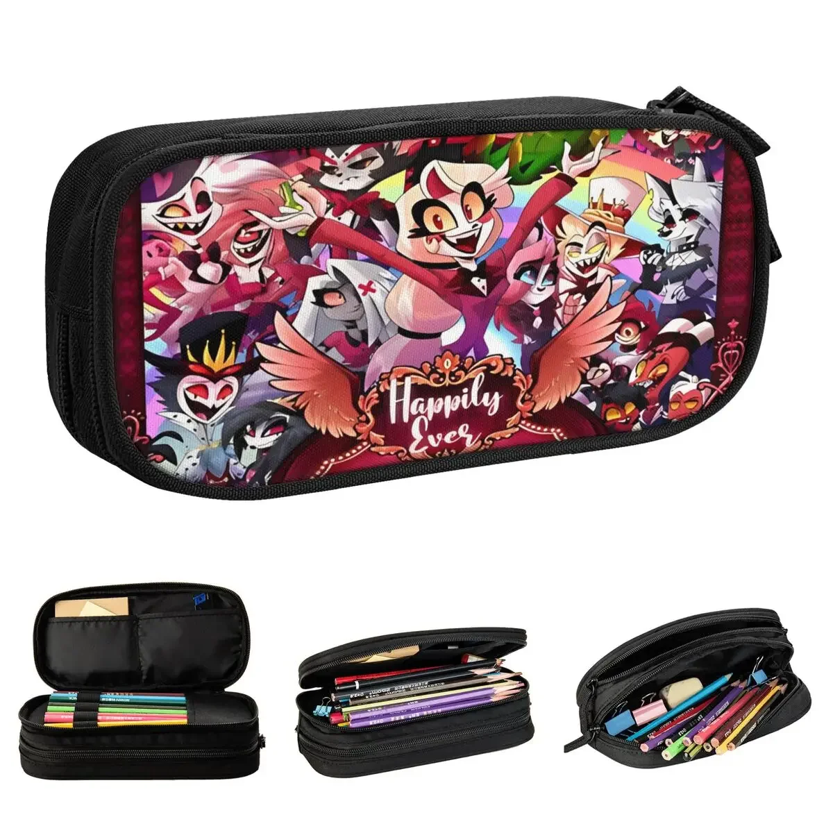 

Helluva Boss Anime Cartoon Pencil Cases New Black Comedy Pen Box Bag Student Large Storage Students School Zipper Pencilcases