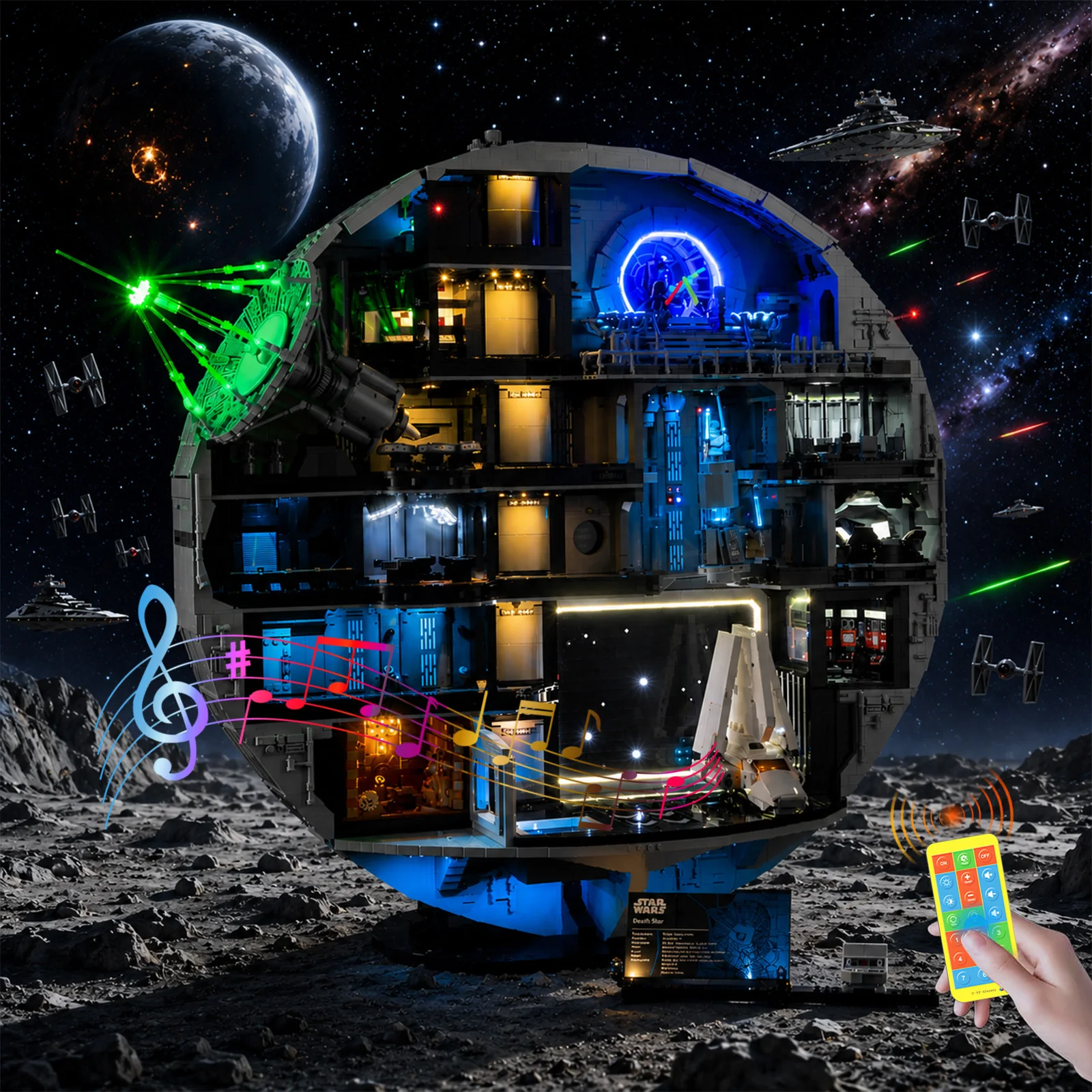 Kit de luces LED compatible con los bloques de construcción LEGO Wars Death Star 75419