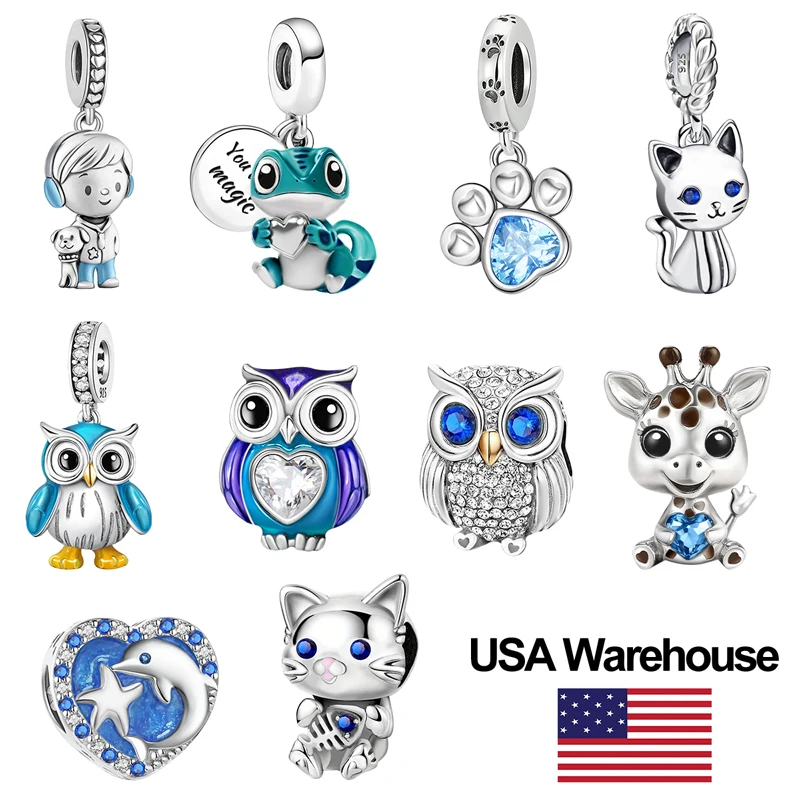 

Стерлингового серебра 925 пробы, совы, дельфины, ящерицы, животные, подвеска-подвеска для женщин, браслеты «сделай сам», высокое качество, персонализированные ювелирные изделия