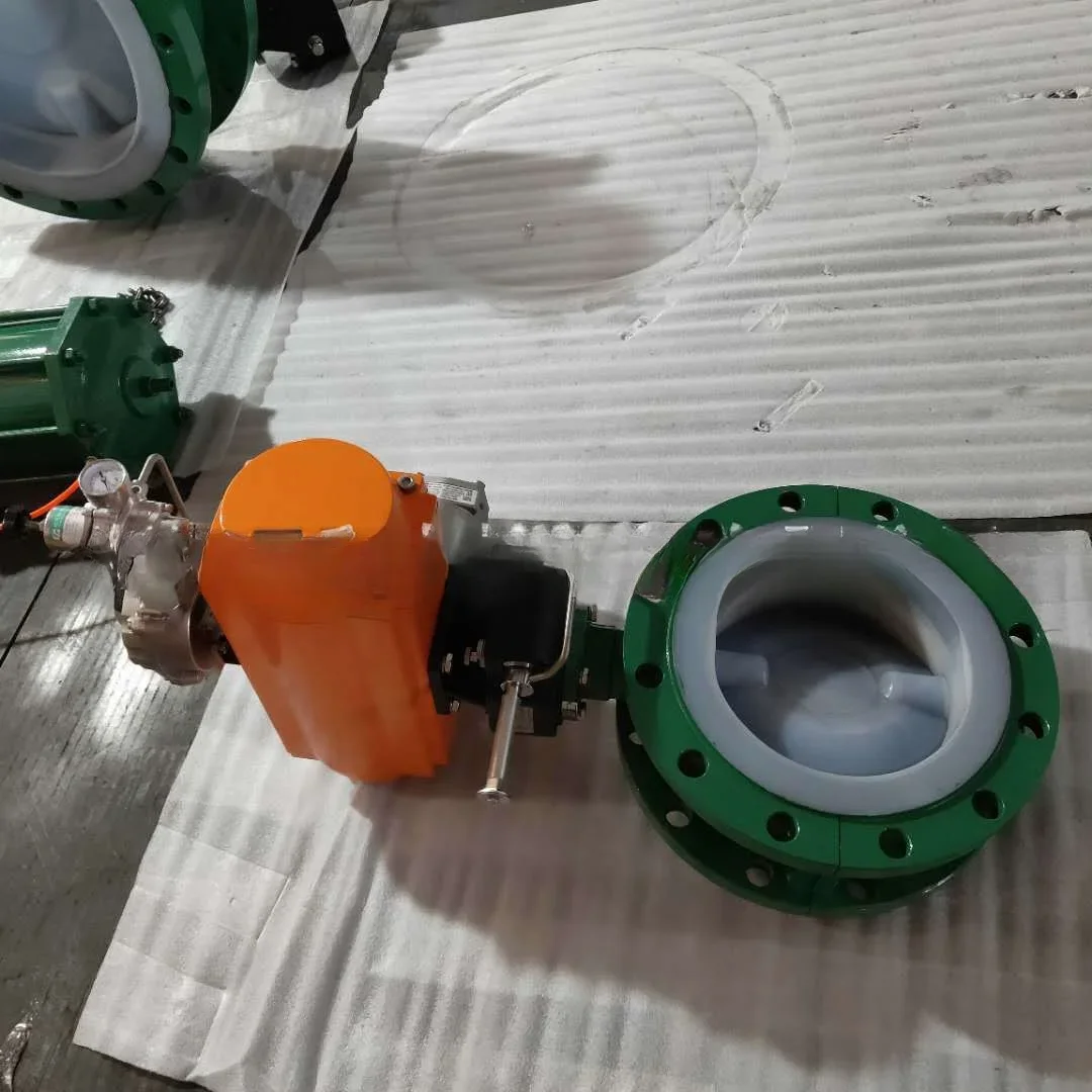 Pneumatic explosion-proof fluorine-lined butterfly valve D641F46-16C DN300 acid and alkali resistance