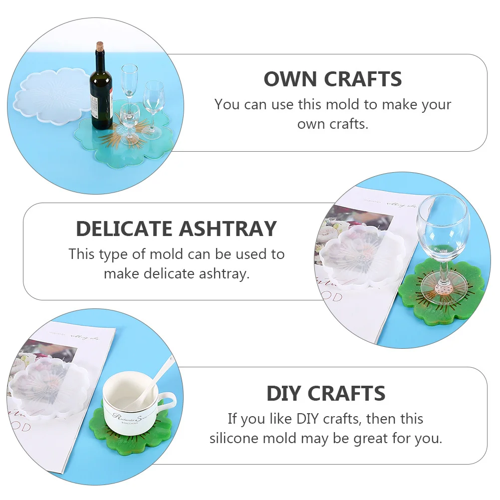 

2Pcs Flower Shaped Coaster Mold DIY Resin Epoxy Casting Kit Glossy Interior Surface Professional Practice Use Coaster Mold