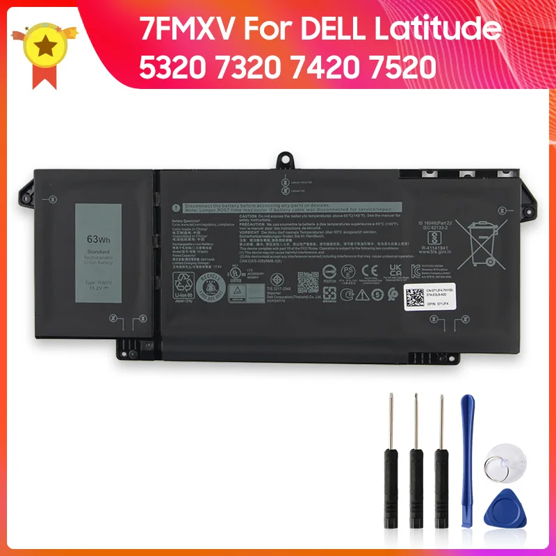 

Replacement Battery 7FMXV For DELL Latitude 5320 7320 7420 7520 High Quality Batteries With Tool 3941mAh