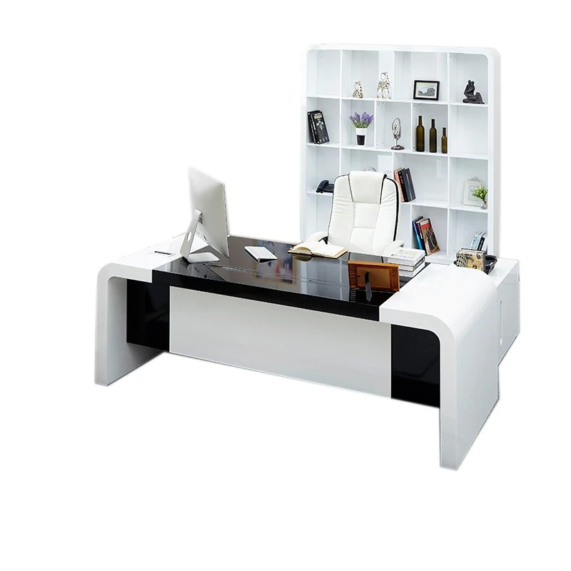 

White boss table simple modern paint president table general manager desk chair baking paint large class desk office furniture