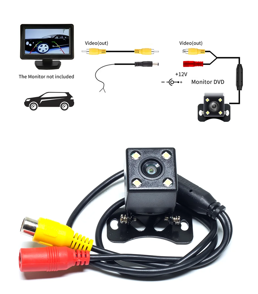 Alsunrui Car Rear View Camera Universal Backup Parking Camera Night Vision Waterproof 170 Wide Angle HD Color