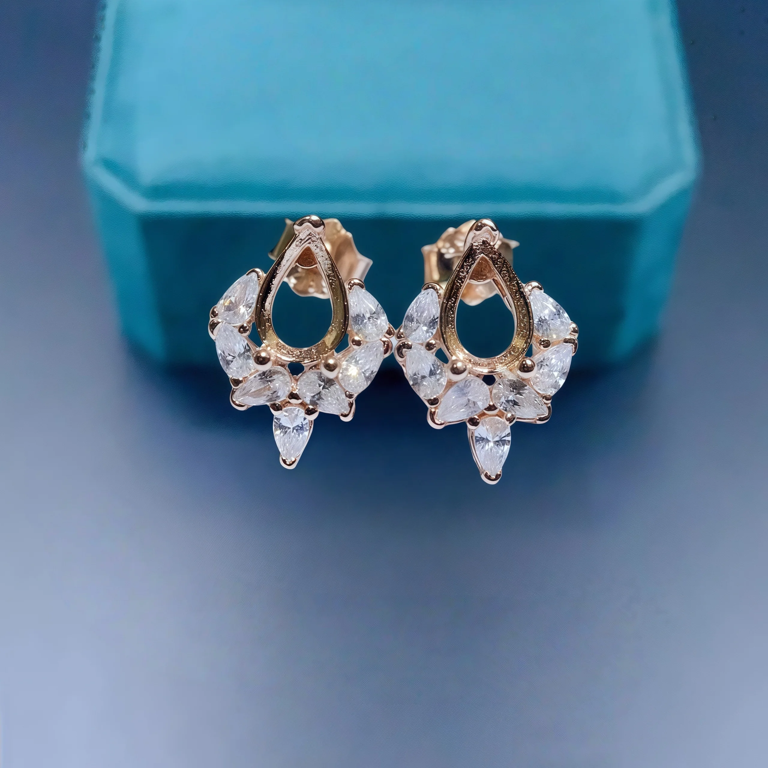 

L S925 Sterling Silver Empty Holder Earrings Settings 4*6mm Water Drop Stone Fine Charm DIY Jewelry Zircon Design for Woman ﻿