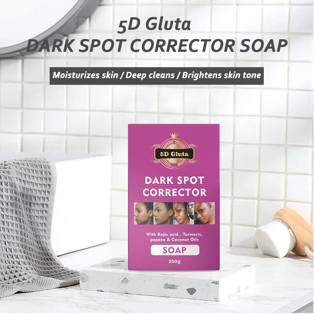 5D Gluta Remove Spot Soap With Kojic Acid Fades Acne Hyperpigmentation Even and Brightens Skin Tone Skin Care Bath Soap 250g